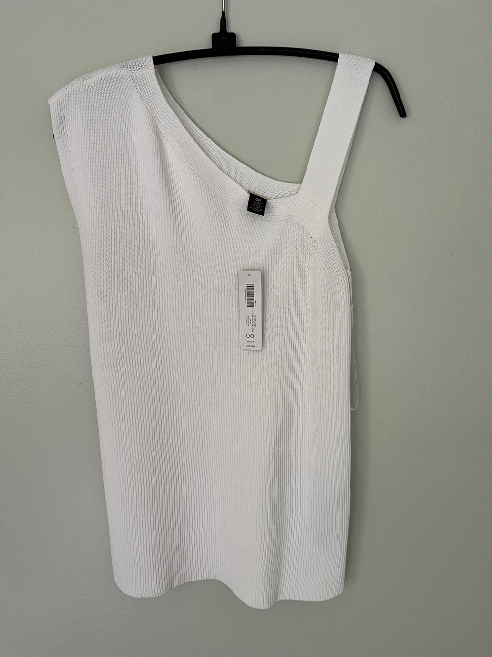One-Shoulder Ribbed White Tank Top
